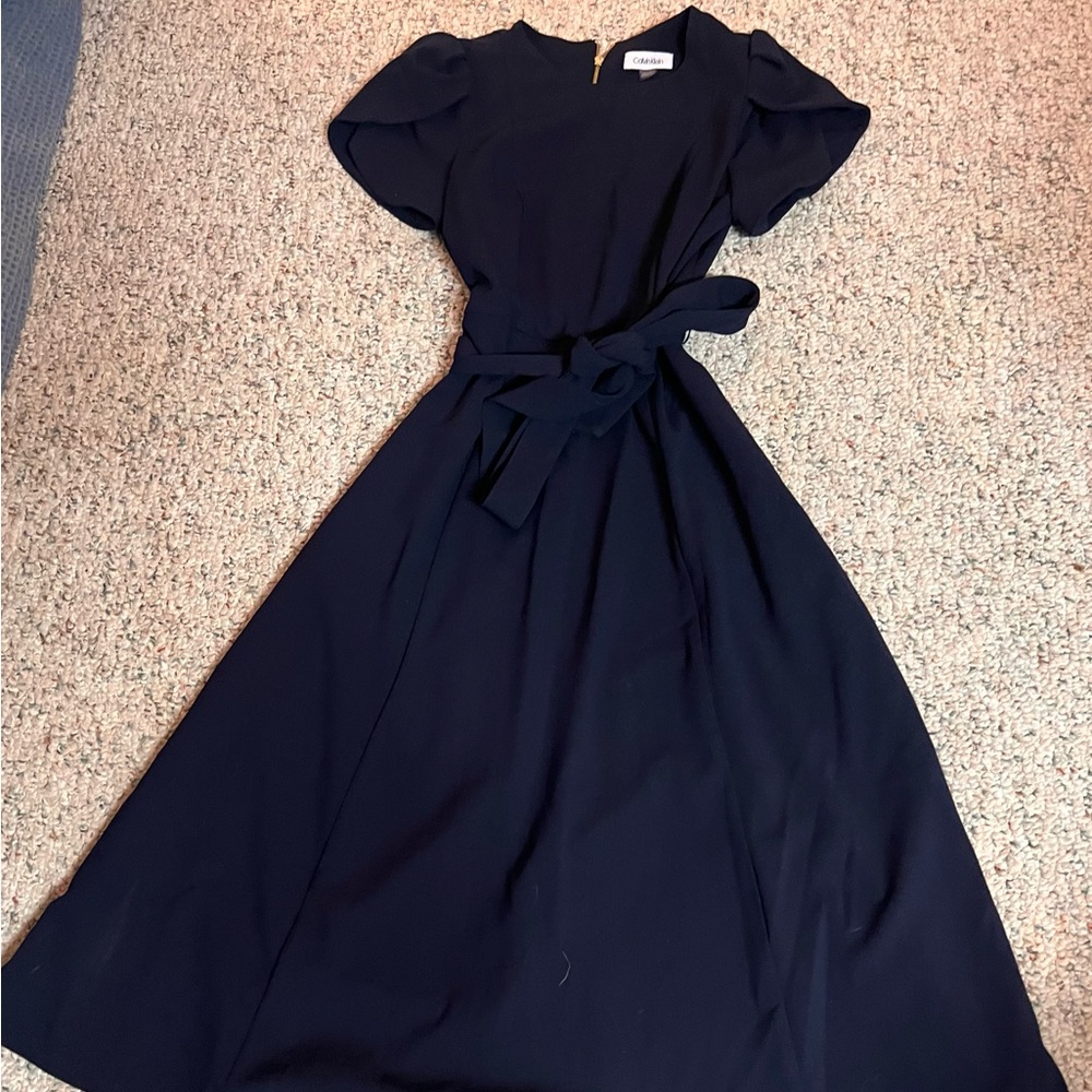 Calvin Klein Dark Blue Short Tulip Sleeve Dress Size 2